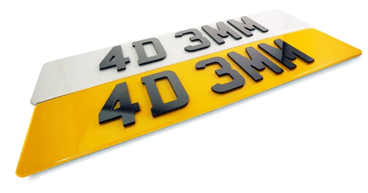 4D laser cut number plates with raised acrylic characters